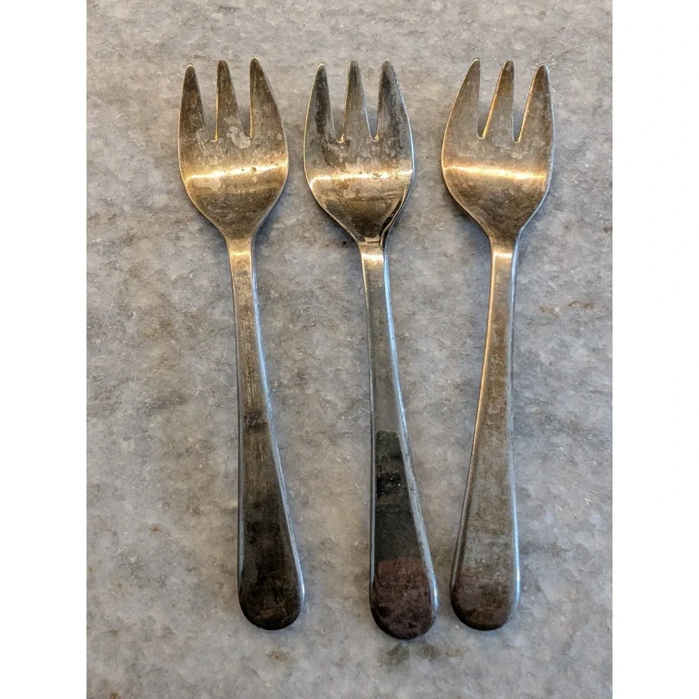 3 pc Vintage Silver‎ Plated Sheffield England Cocktail Seafood Fork Small 5